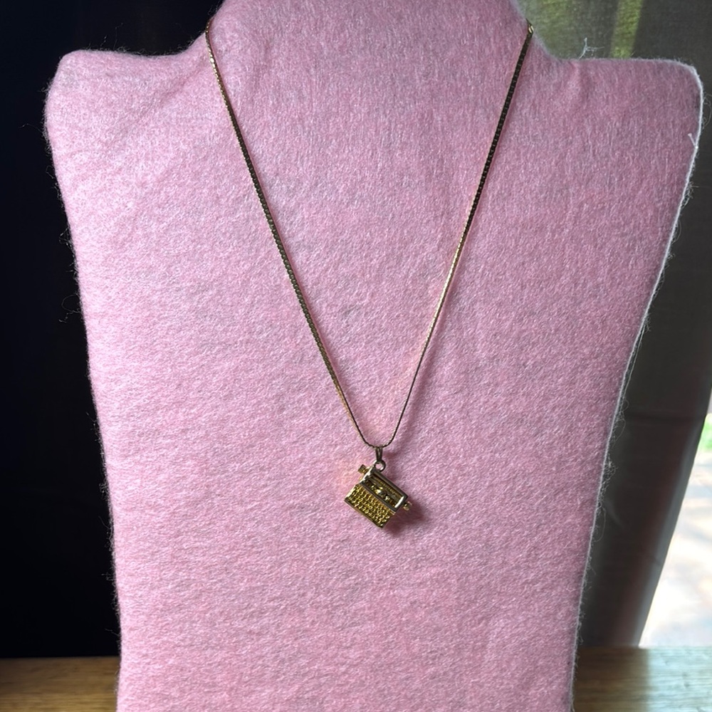 VTG gold tone Monet Typewriter Pendant
